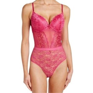 New! Daisy Fuentes Push Up Teddy Sexy Lace Mesh Bra Lingerie